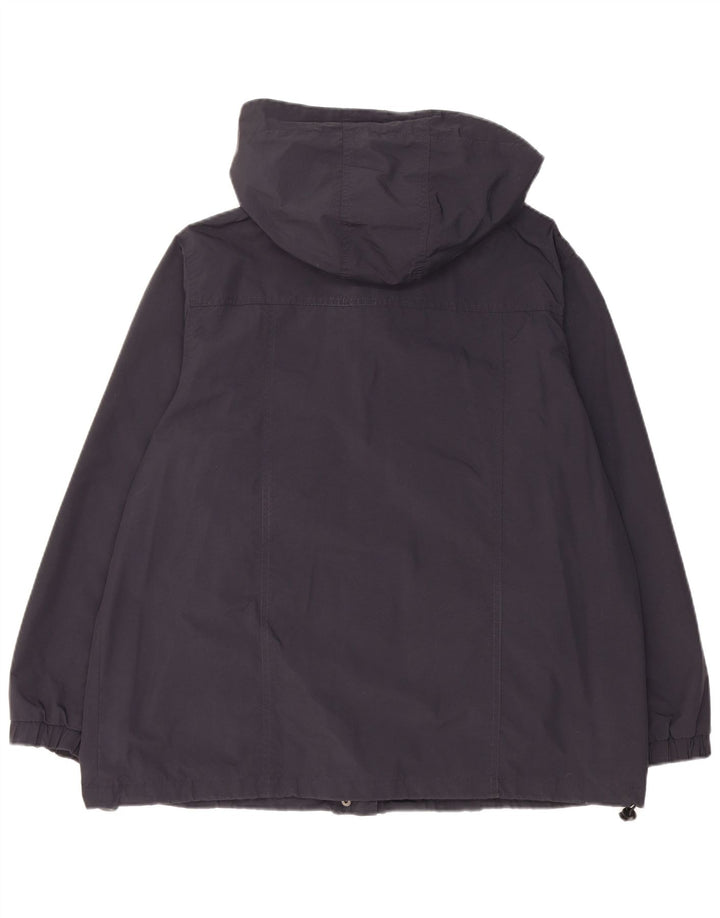 Jachetă de ploaie supradimensionată cu glugă vintage pentru femei UK 18 XL poliamidă bleumarin