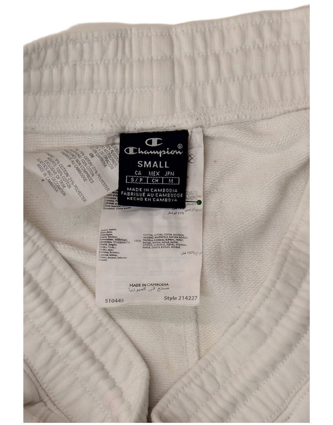 CHAMPION Mens Graphic Sport Shorts Small  White Cotton