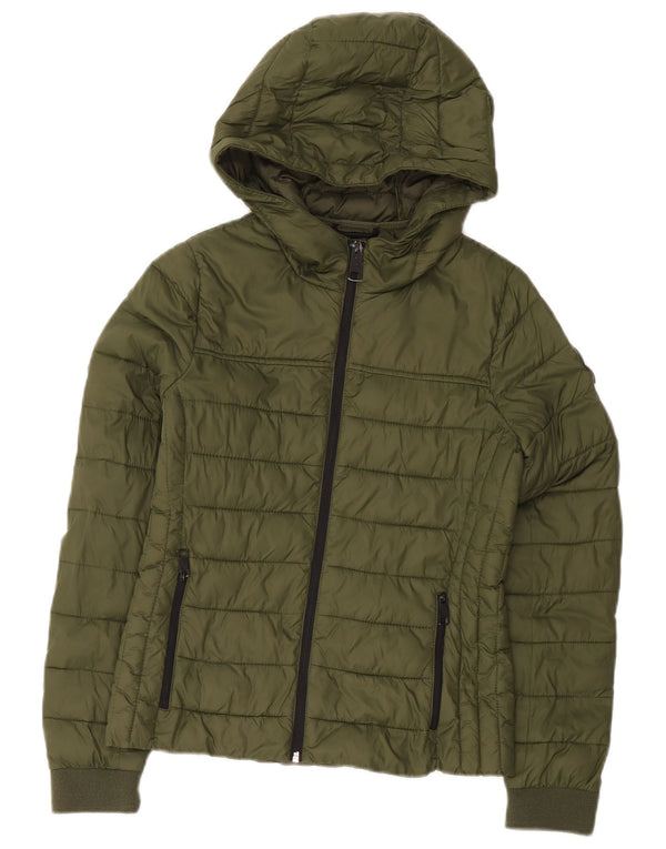 Jachetă căptușită cu glugă pentru femei Hollister UK 10 Small Khaki Nylon