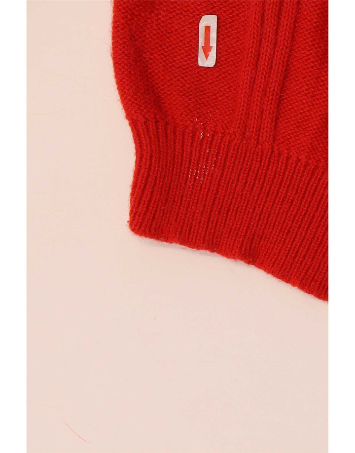 Pulover vintage pentru bărbați cu gât rulat, XL, roșu acrilic