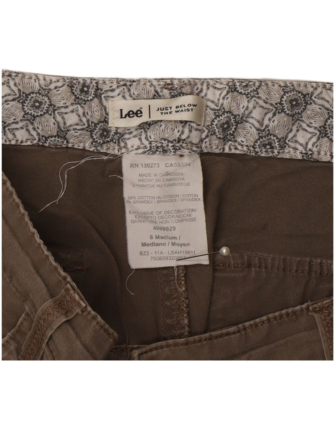 Pantaloni cargo Capri pentru femei Lee US 6 Medium W30 L20 Kaki Bumbac