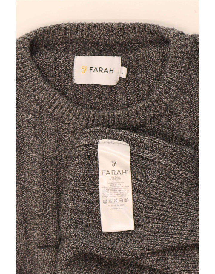 Pulover pentru bărbați Farah cu gât roșu, bumbac mare, gri