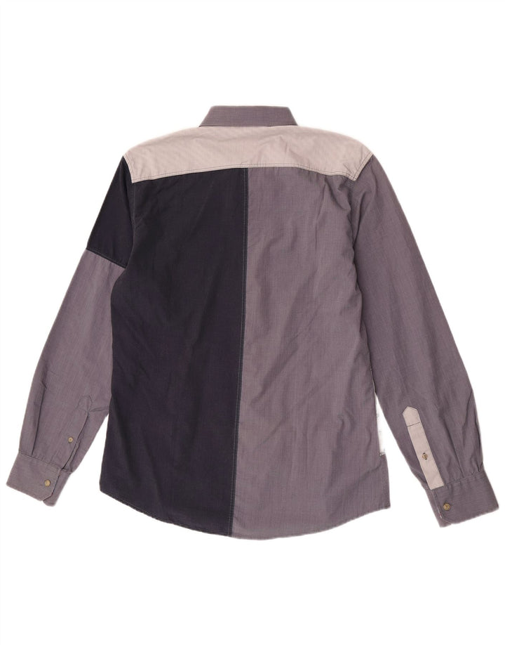 Cămașă cu grafică Desigual pentru bărbați, bumbac color block, albastru mediu