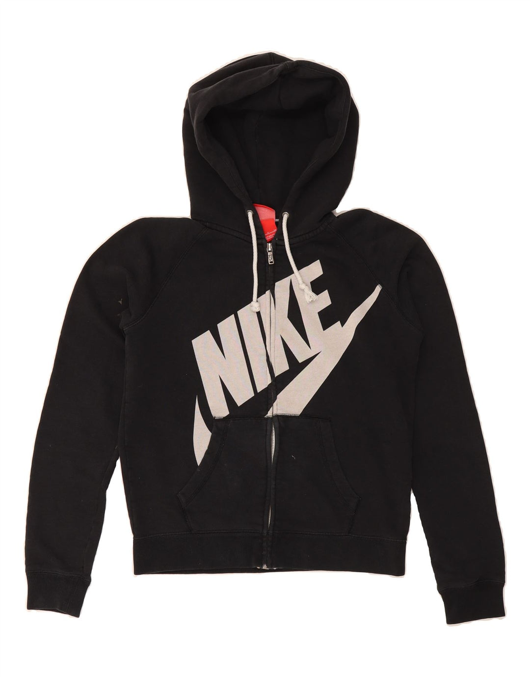 NIKE Womens Oversized Graphic Zip Hoodie Sweater UK 10 Small Black Vintage Nike and Second-Hand Nike from Messina Hembry 