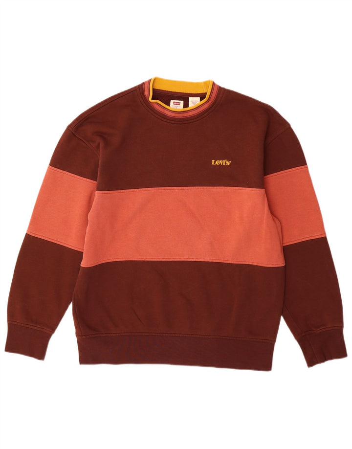 Hanorac relaxat pentru bărbați Levi's Pulover mic maro din bumbac color bloc