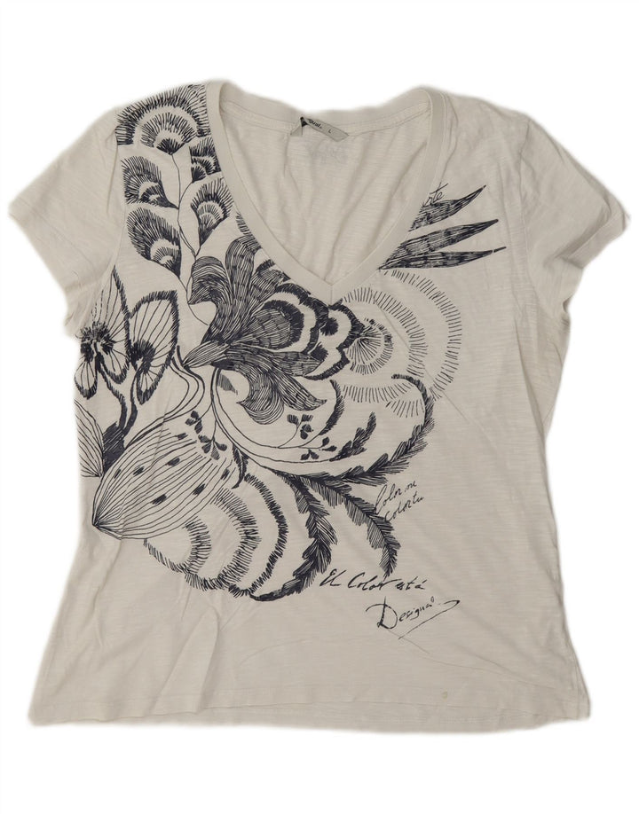 Tricou grafic Desigual pentru femei Top UK 16 Large White