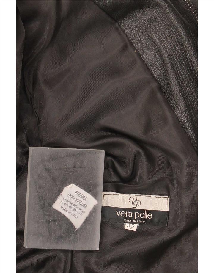 Jachetă Biker din piele vintage pentru femei IT 42 Medium Black