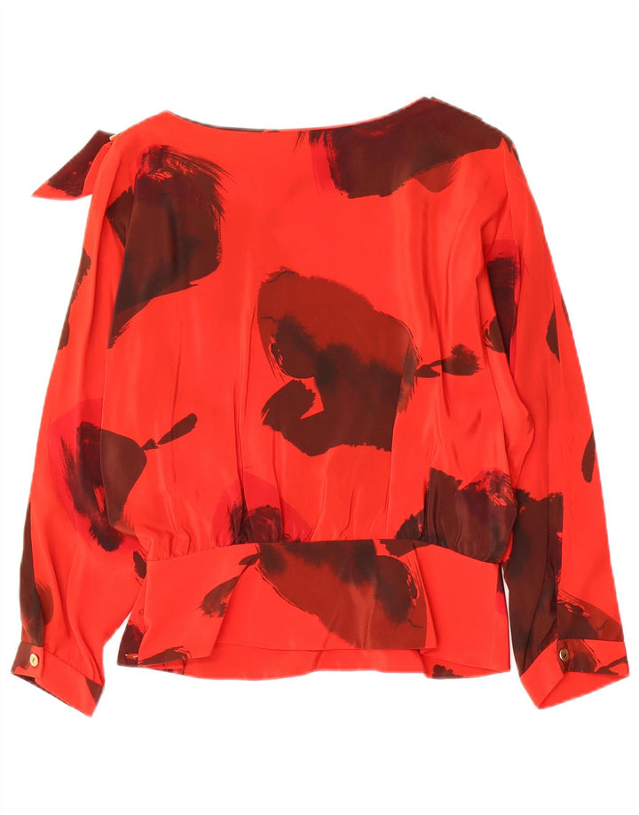 Bluză vintage cu mâneci lungi pentru femei Top IT 42 Mătase Florală Roșu Mediu