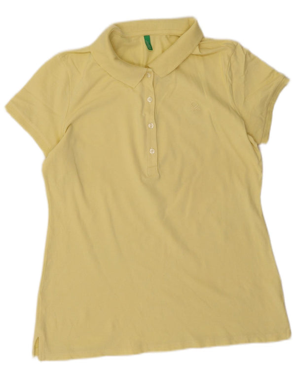 Tricou polo Benetton pentru femei UK 12 Galben mediu