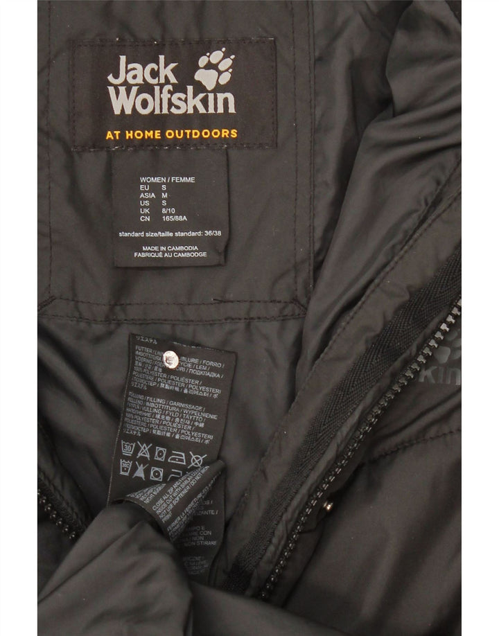 Jack Wolfskin Jachetă căptușită cu glugă pentru femei UK 8/10 Poliester negru mic