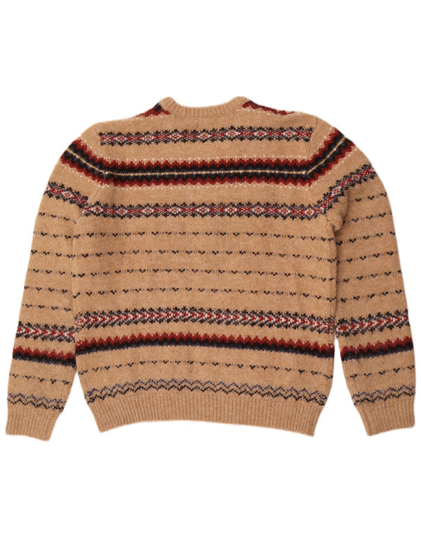 Pulover pentru bărbați Scout cu gât roșu, mare, nailon Fair Isle, bej