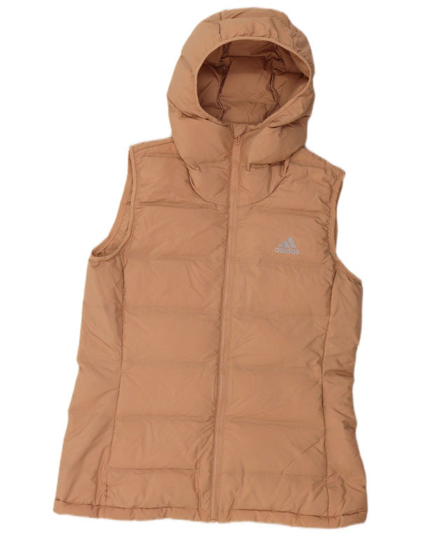 Gilet căptușit cu glugă Adidas pentru femei UK 12/14 Medium Bej Poliester