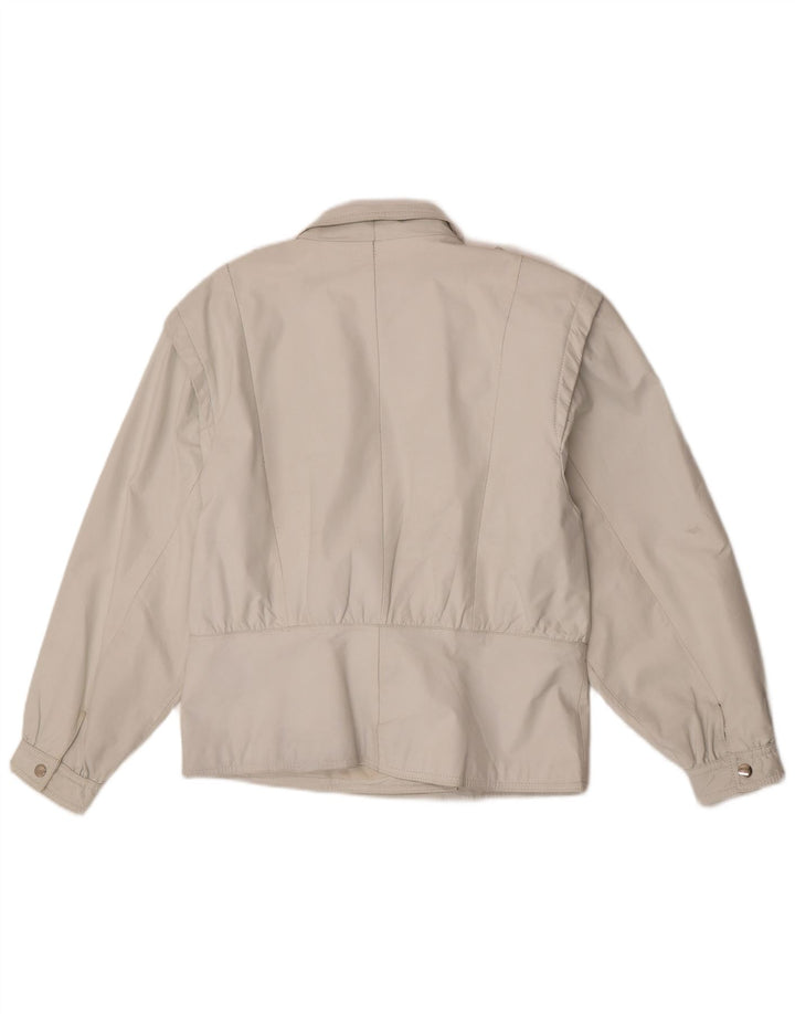 Jachetă militară din piele vintage pentru femei EU 42, mare, albă, din piele