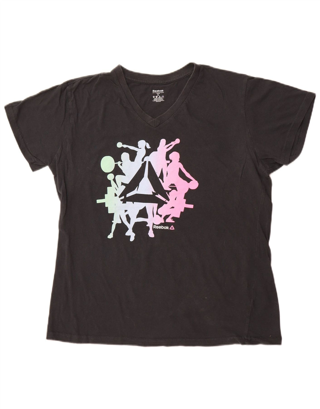 Tricou grafic pentru femei REEBOK, UK 18 XL, bumbac negru