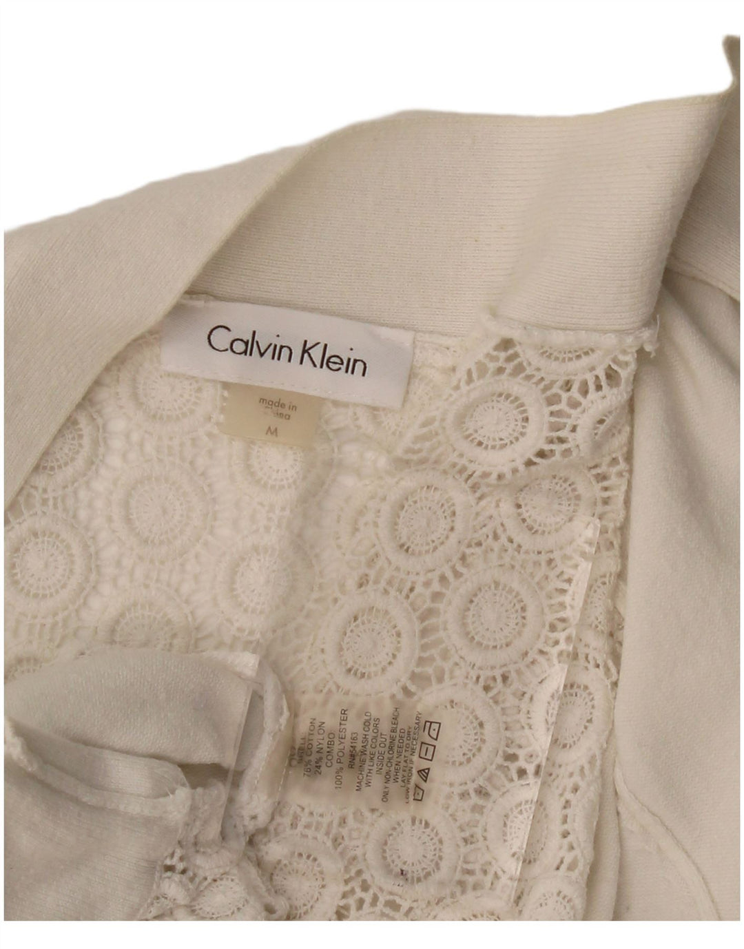 CALVIN KLEIN Pulover cardigan cu mâneci 3/4 pentru femei UK 12 Medium Off White