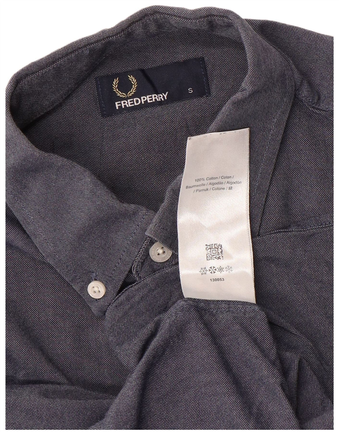 Cămașă pentru bărbați Fred Perry mică, albastru bleumarin, bumbac