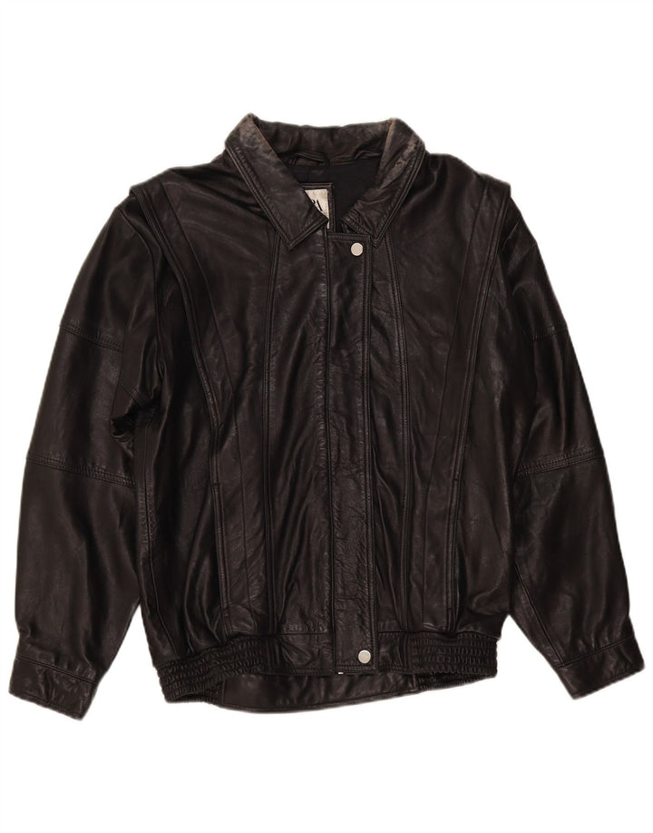 Jachetă de piele pentru femei Zara UK 14 Medium Black