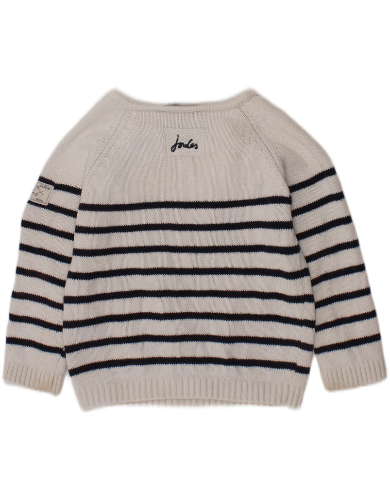 JOULES Baby Girls Boat Neck Jumper Sweater 6-9 Months White Striped Cotton Vintage Joules and Second-Hand Joules from Messina Hembry 