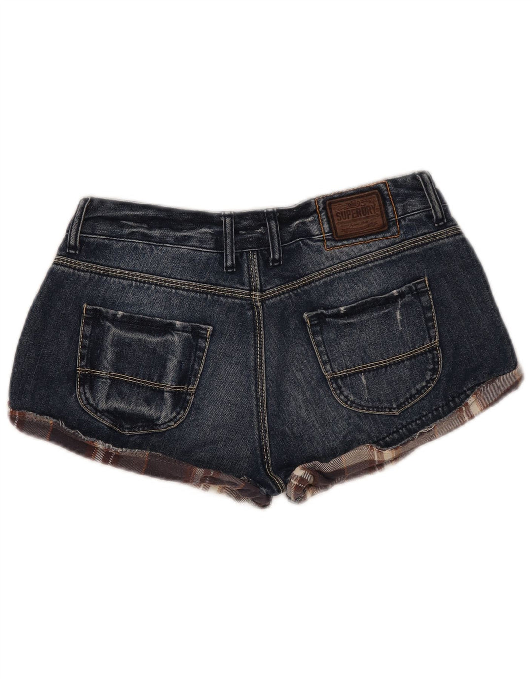 SUPERDRY Pantaloni scurți din denim învechit pentru femei W30, bumbac albastru mediu