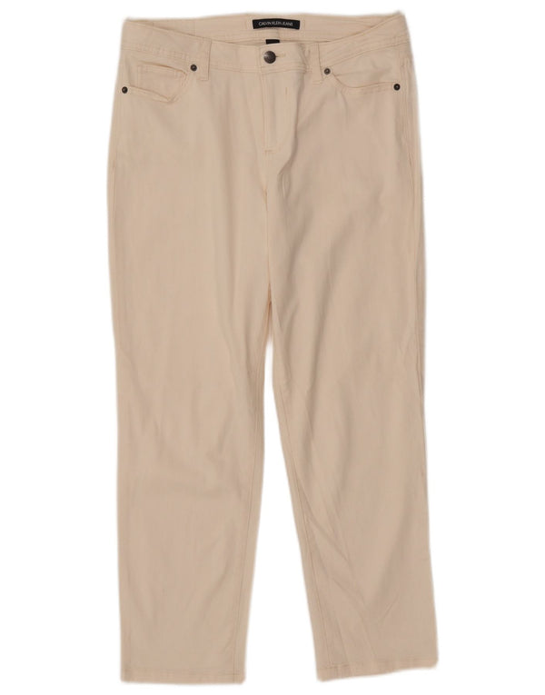 Pantaloni casual drepti pentru femei CALVIN KLEIN US 10 Large W32 L26 Off White