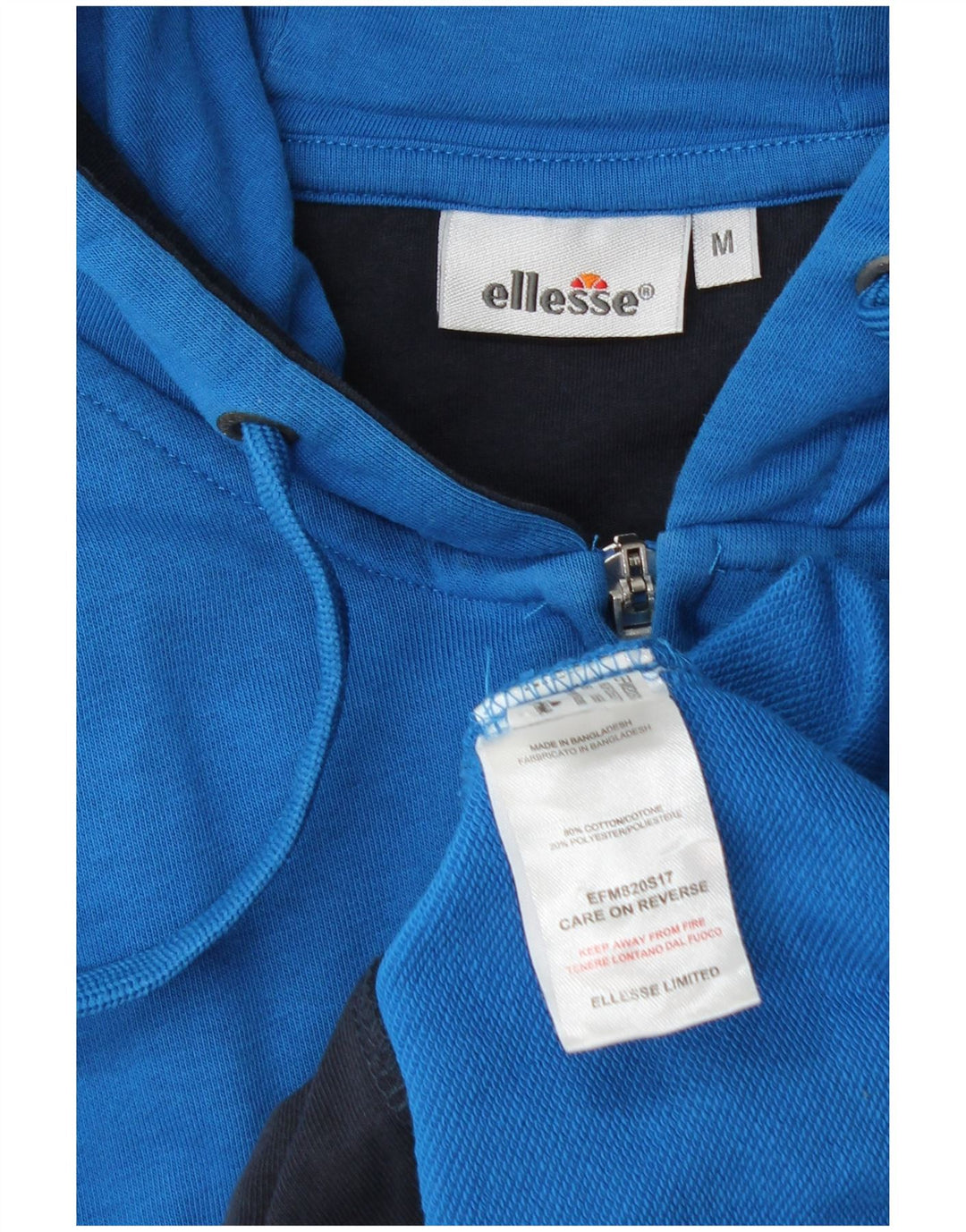 Pulover cu glugă cu fermoar grafic Ellesse pentru bărbați, bumbac albastru mediu