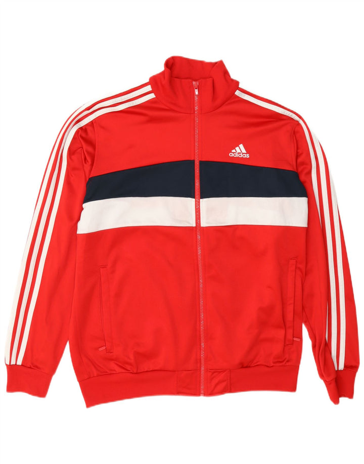 Jachetă de trening pentru bărbați Adidas, roșu mediu, poliester color bloc