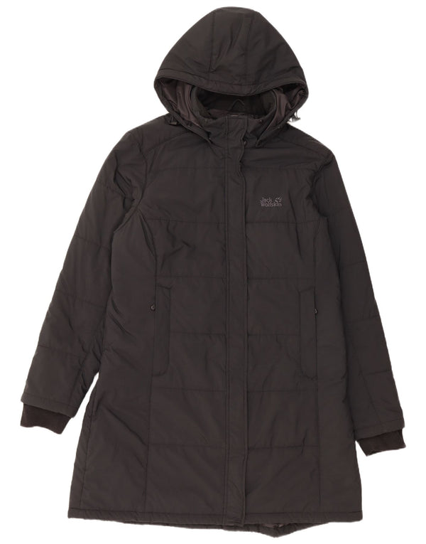 JACK WOLFSKIN Palton căptușit cu glugă pentru femei Marea Britanie 22/24 2XL Negru Poliester