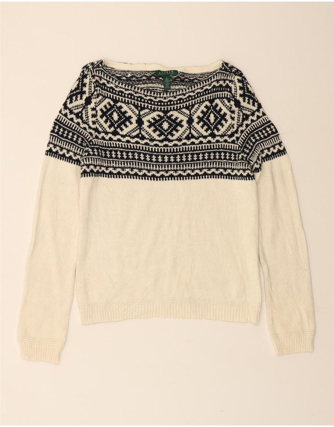 Pulover RALPH LAUREN pentru damă, cu gât de barcă, UK 16, mare, alb