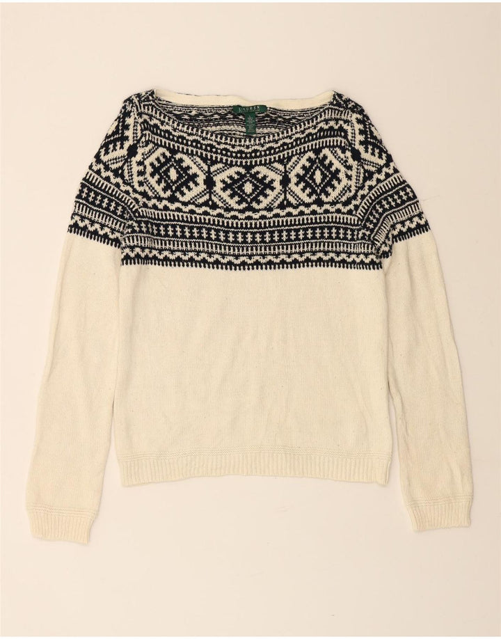 Pulover RALPH LAUREN pentru damă, cu gât de barcă, UK 16, mare, alb