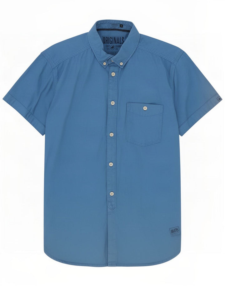 Jack & Jones Cămașă cu mânecă scurtă pentru bărbați, bumbac albastru mediu