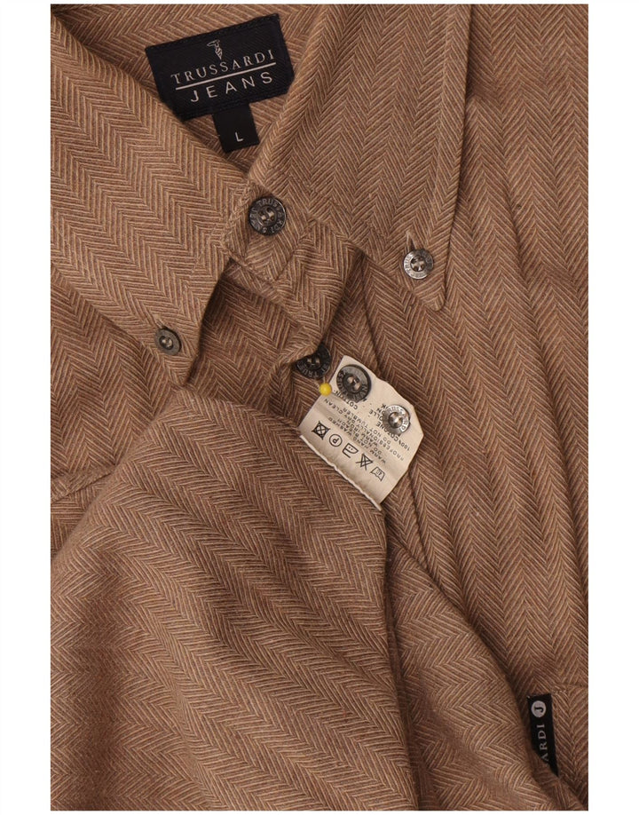 Cămașă Trussardi Jeans pentru bărbați, mare, maro, din bumbac