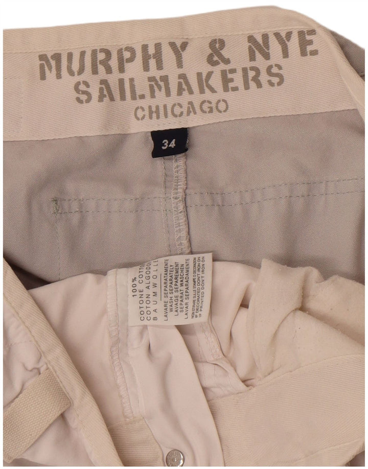 Murphy & Nye Pantaloni scurți chino Sailmakers pentru bărbați W34 Large, alb, bloc de culoare