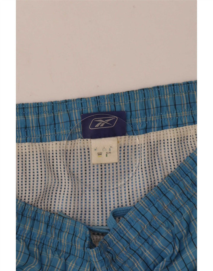 Pantaloni scurți de înot Reebok pentru bărbați, cu carouri mari, albastre