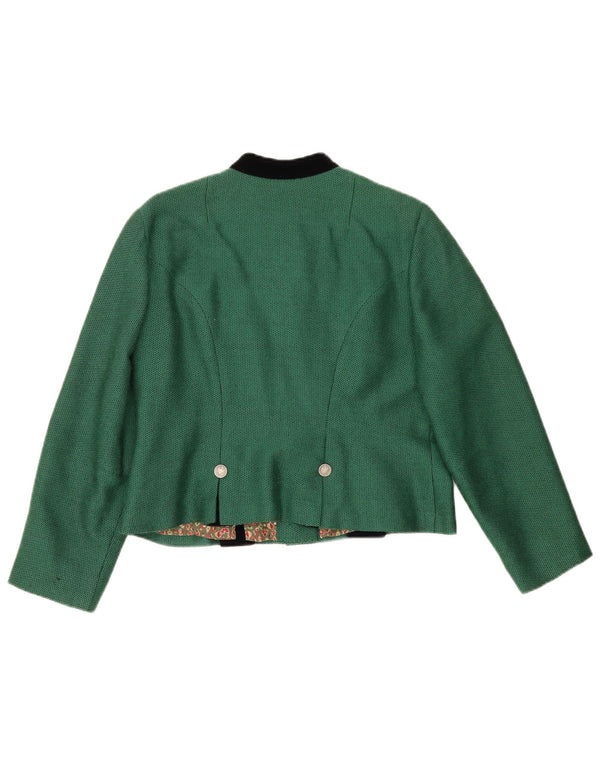 Jachetă vintage pentru femei Trachten Crop Blazer UK 14 Medium Green Spotted