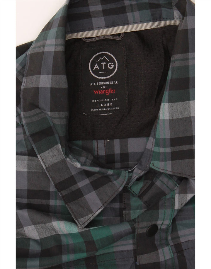 WRANGLER Mens Regular Fit Shirt Large Multicoloured Check Polyester Vintage Wrangler and Second-Hand Wrangler from Messina Hembry 
