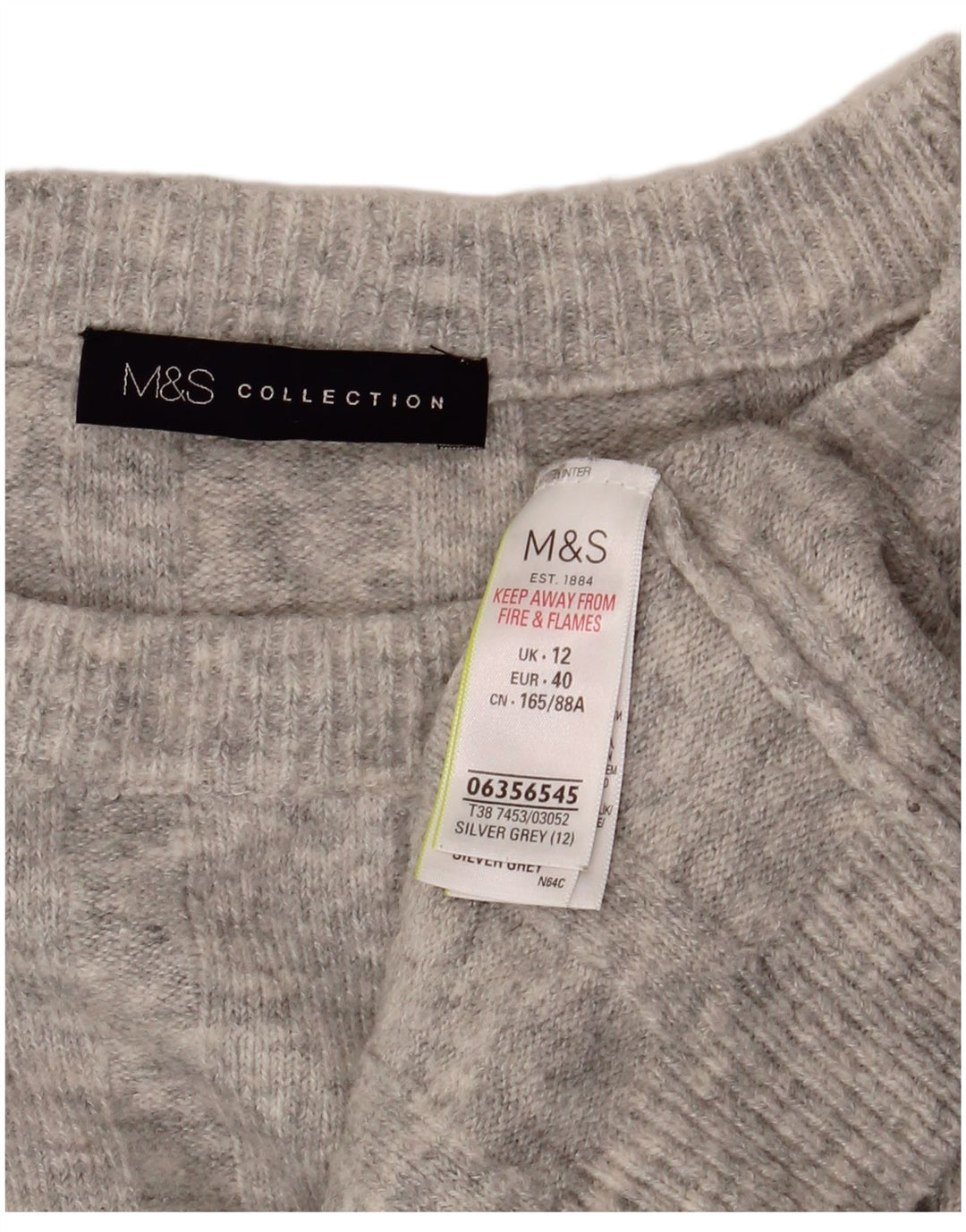 Marks & Spencer Pulover Crop Crew Deck pentru femei UK 12 Gri mediu