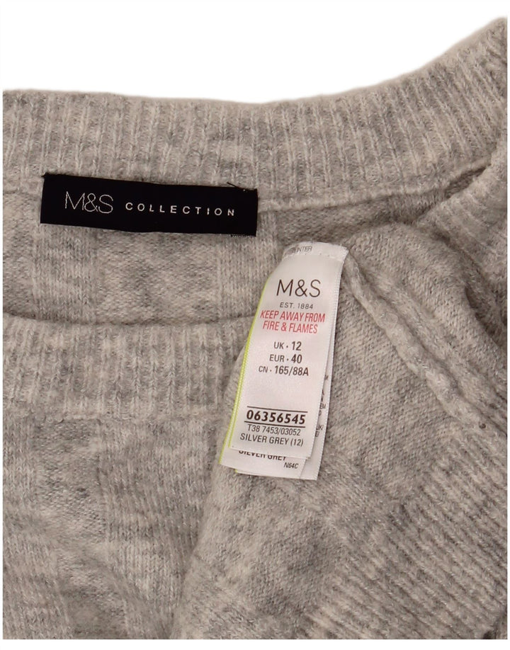 Marks & Spencer Pulover Crop Crew Deck pentru femei UK 12 Gri mediu