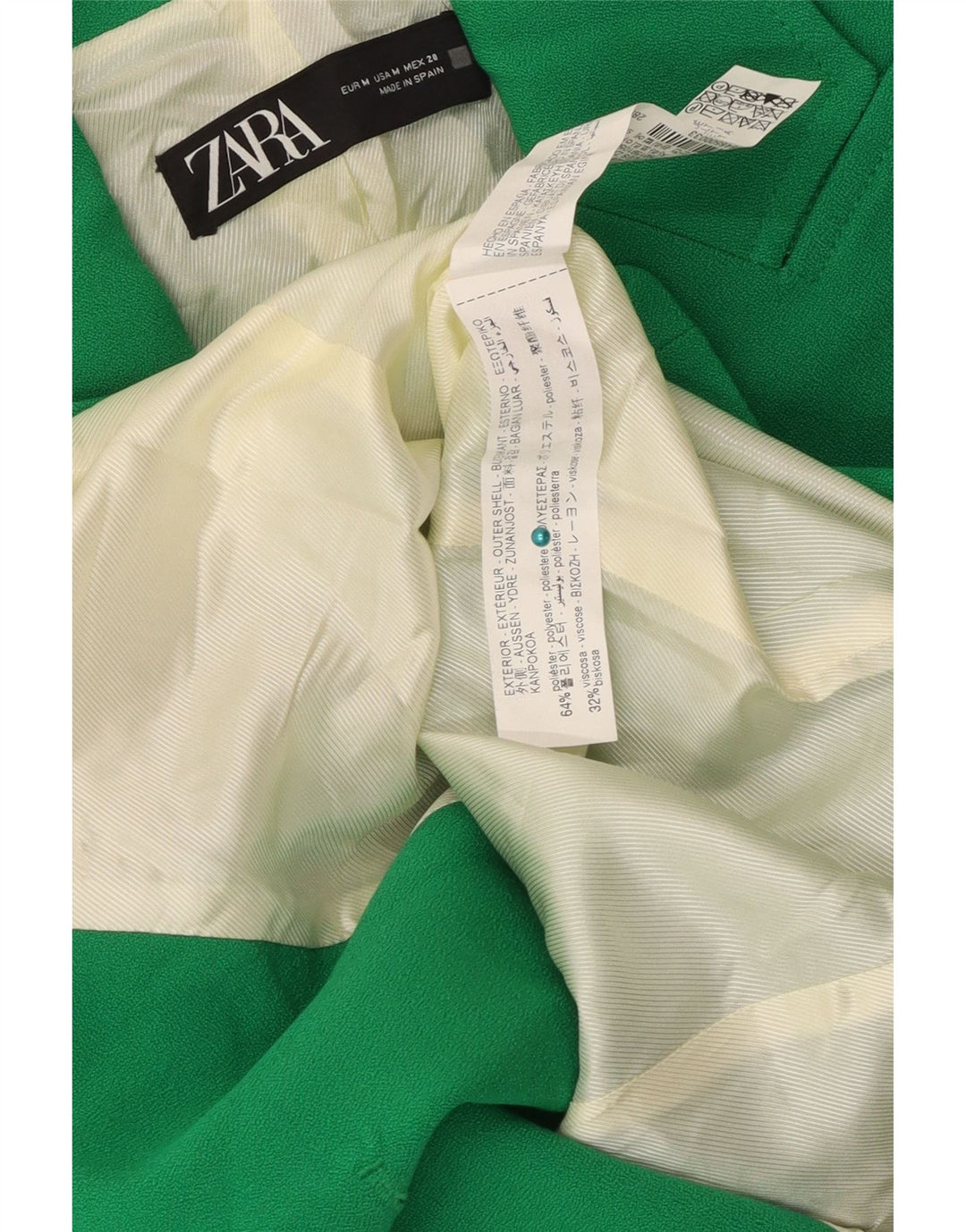Jachetă Blazer pentru femei Zara, cu două piept, UK 12 Poliester verde mediu