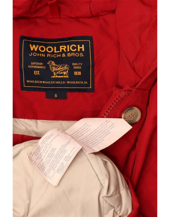 Jachetă căptușită cu glugă Woolrich pentru femei UK 10 Bumbac roșu mic