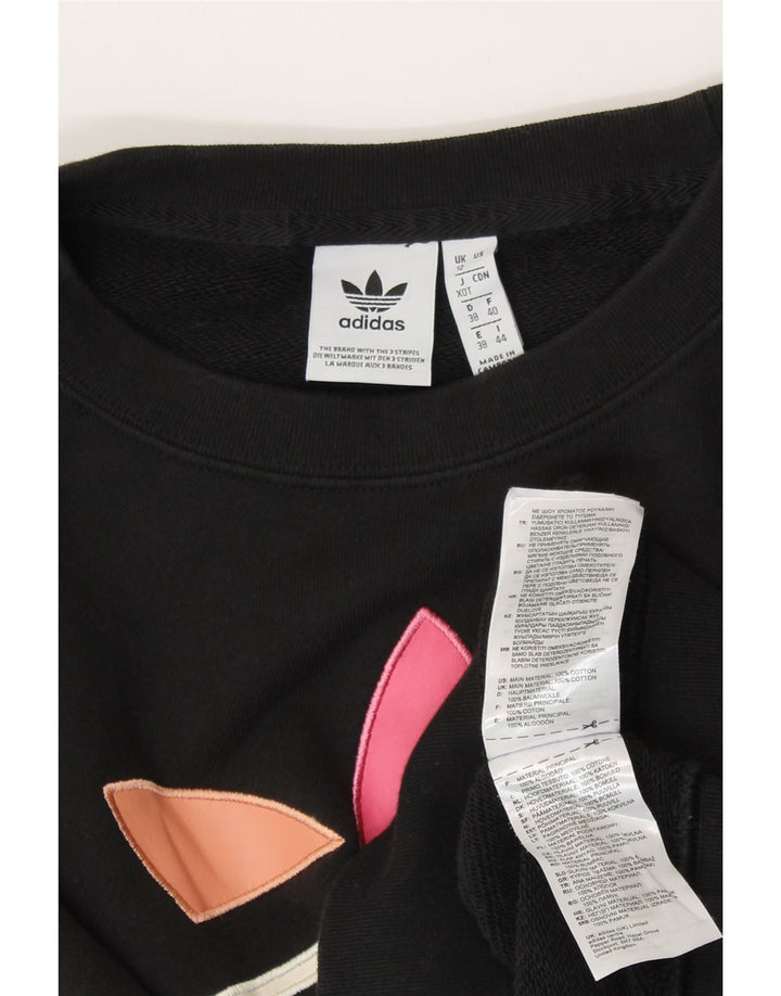 Pulover ADIDAS Crop Graphic pentru femei UK 12 Bumbac mediu negru