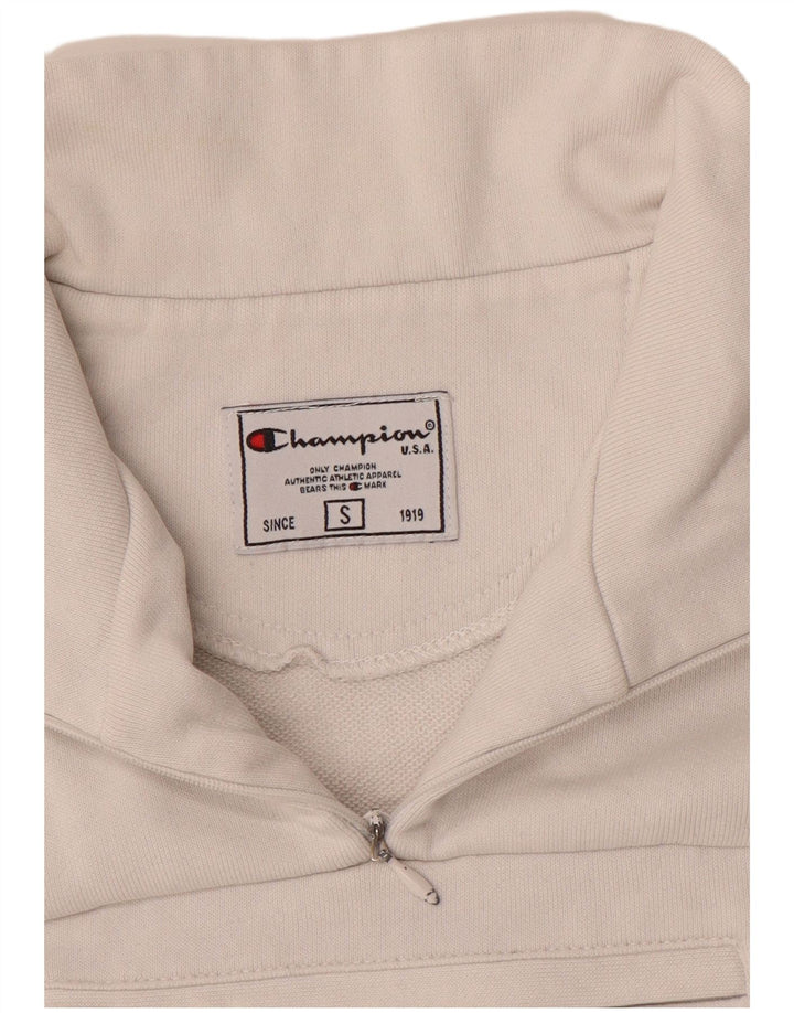 Pulover pentru femei Champion, cu fermoar, cu gât, UK 10, mic, alb