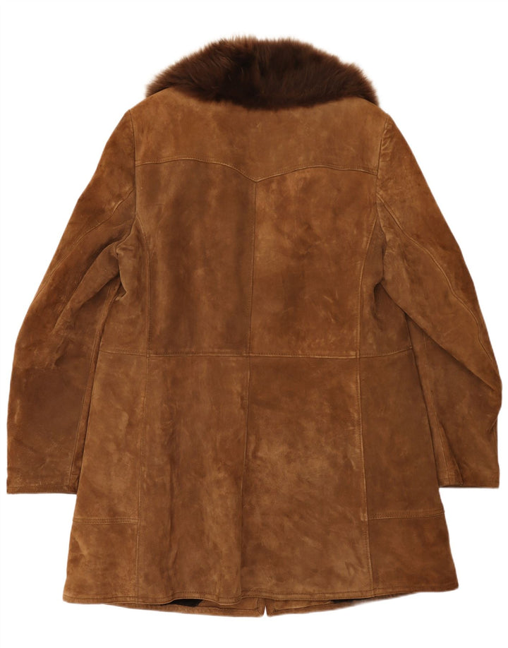 Pardesiu vintage pentru bărbați din shearling UK 38 Medium Beige Piele