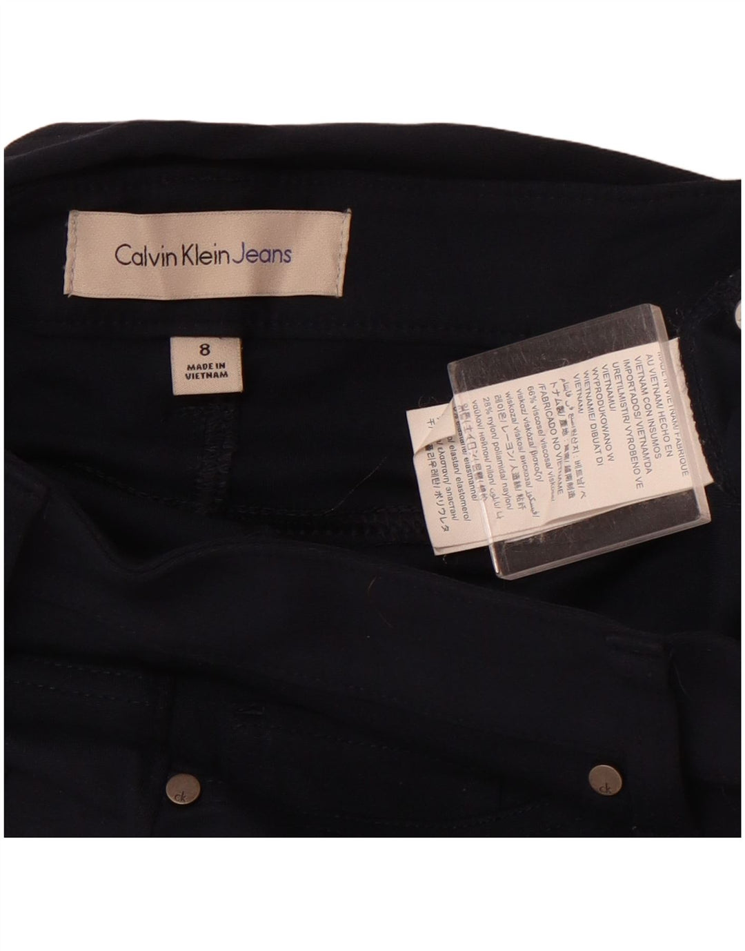 Pantaloni casual Calvin Klein pentru femei US 8 Medium W28 L28 bleumarin viscoză