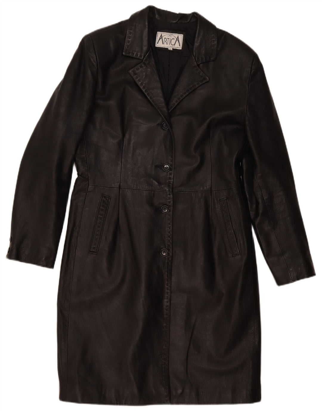 Palton din piele vintage pentru femei IT 48 XL din piele neagră