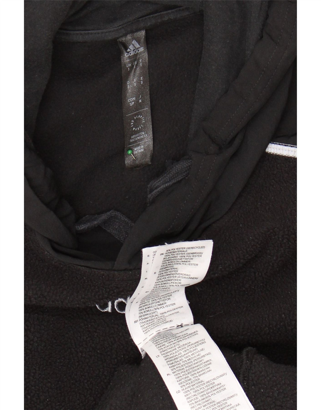 Pulover pentru bărbați ADIDAS din lână cu glugă, poliester negru mic