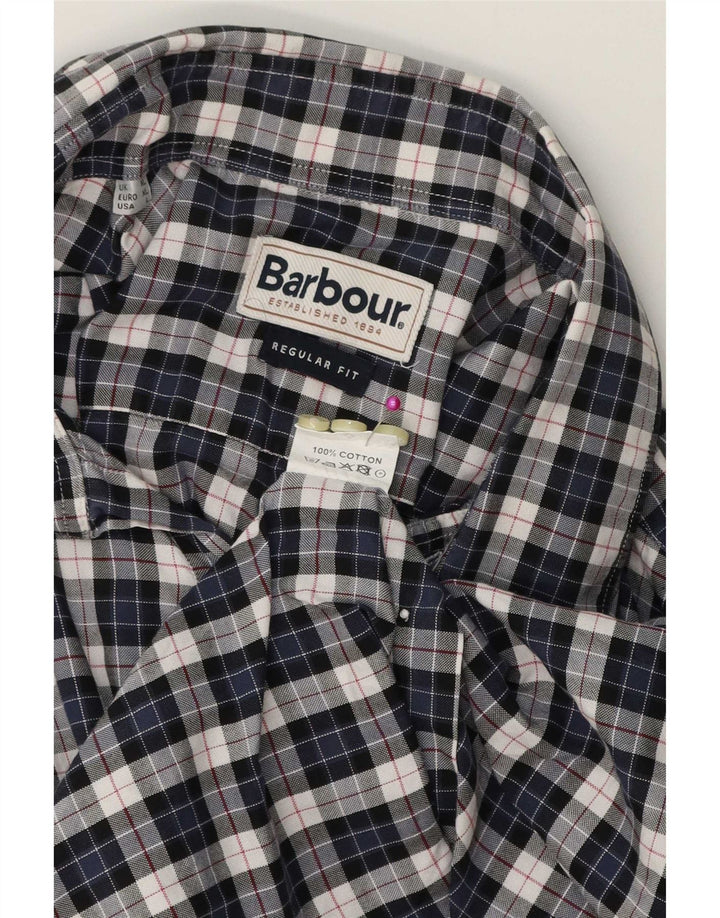 Cămașă de flanel pentru bărbați Barbour XL, bumbac cu carouri bleumarin