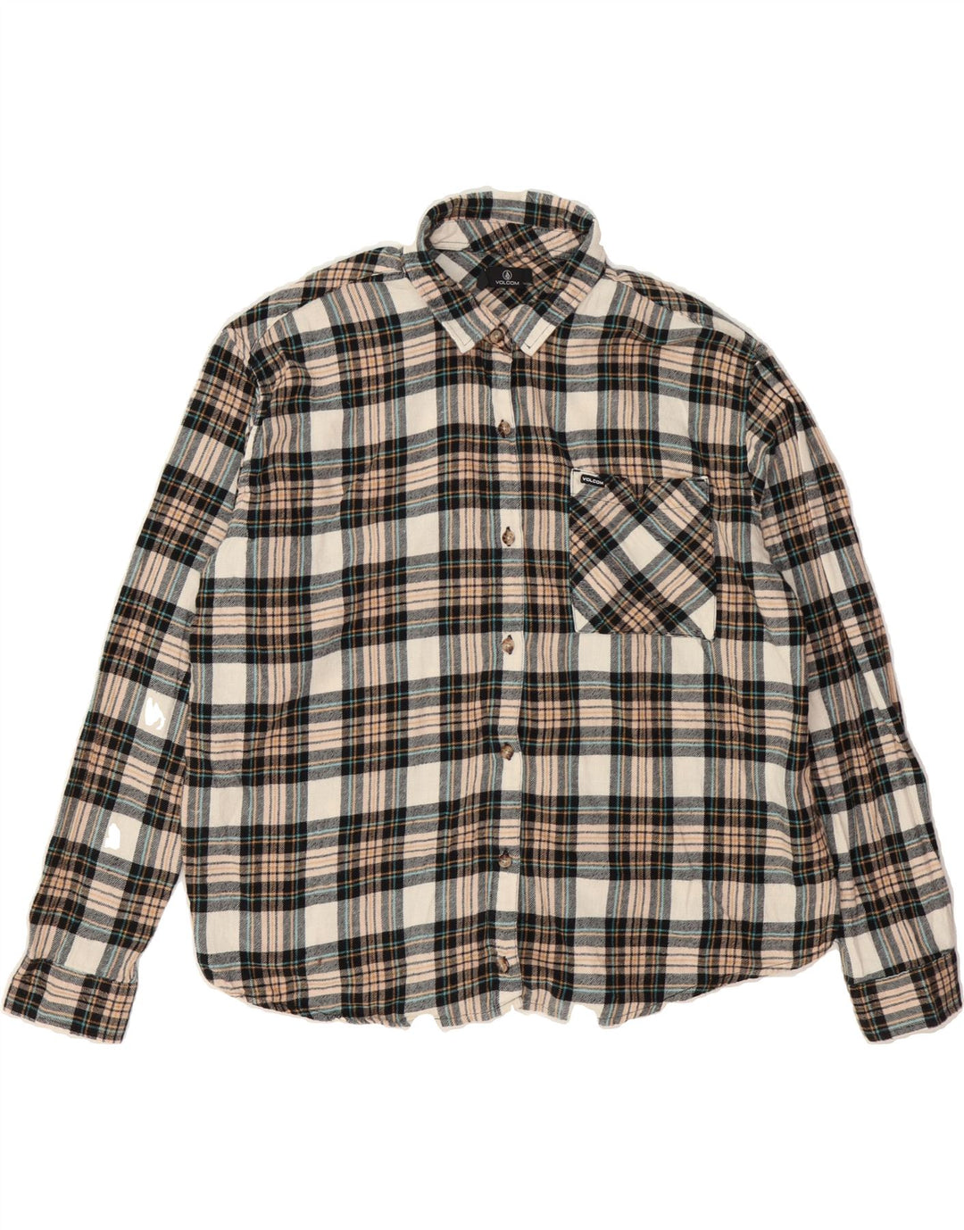 VOLCOM Womens Flannel Shirt US 10 Large White Check Cotton Vintage Volcom and Second-Hand Volcom from Messina Hembry 