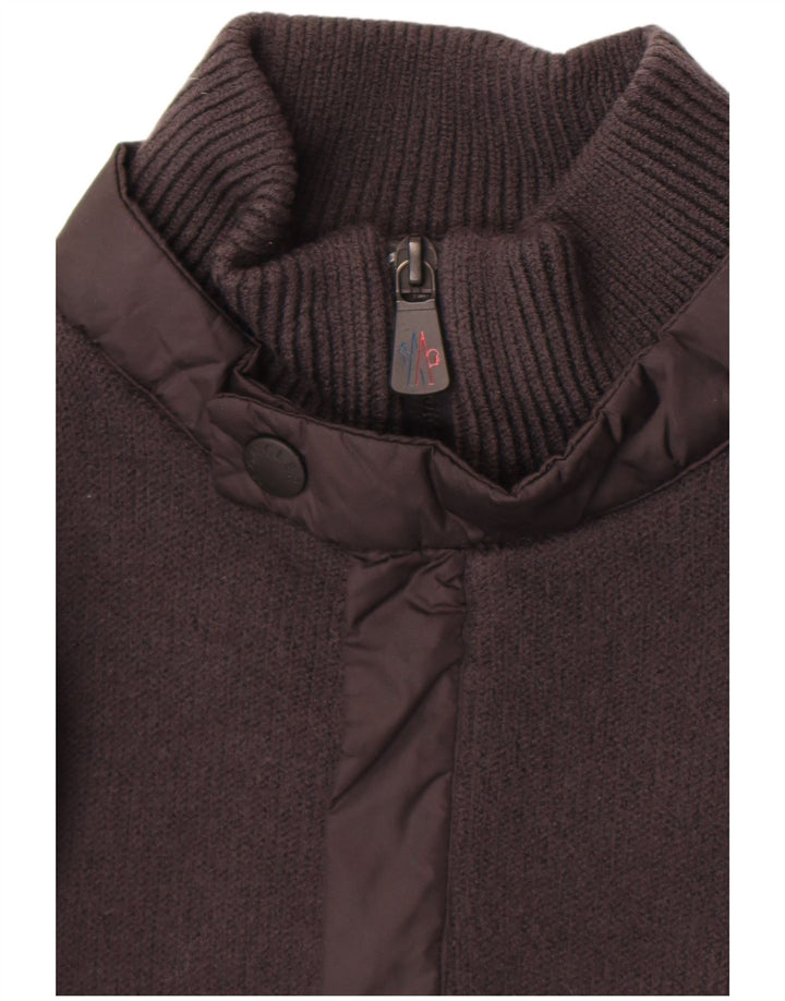 Pulover pentru bărbați Moncler cu fermoar și gât, lână mare, gri