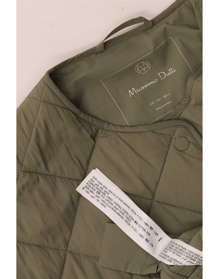 Jachetă matlasată Massimo Dutti pentru femei UK 16, nailon mare kaki