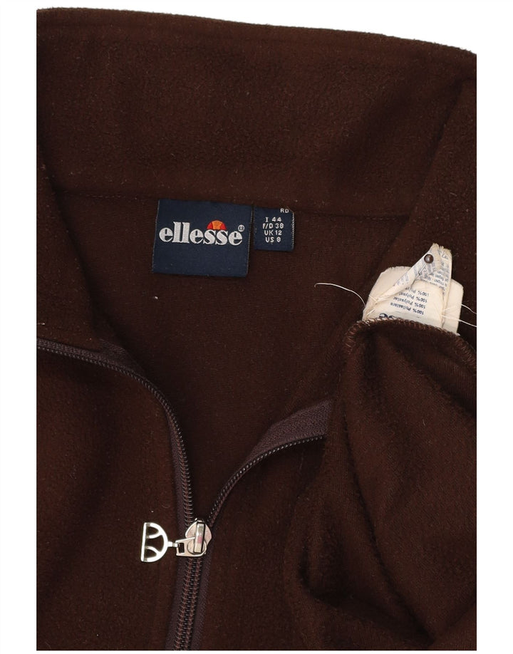 ELLESSE Pulover pentru femei, supradimensionat, cu fermoar și gât, din lână UK 12, maro mediu